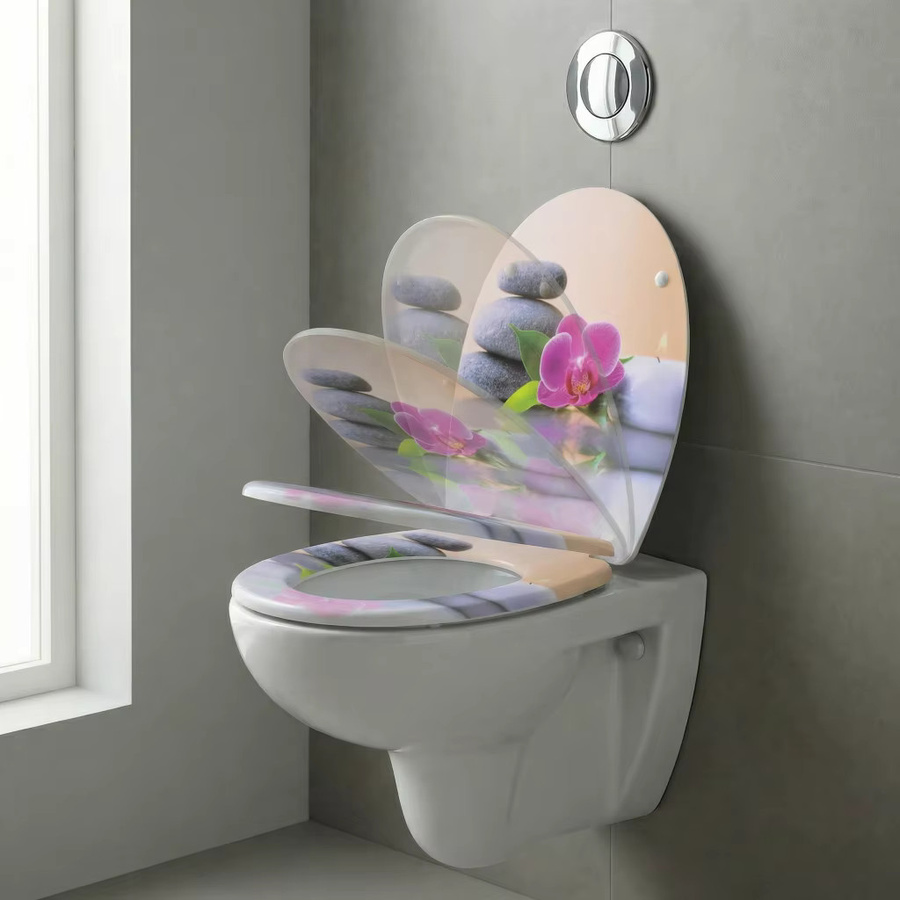 Sainos MDF WC-Sitz mit Soft-Close und automatischer Absenkfunktion, oval, Mehrfarbig, B/T: 43,0 x 37,0 cm - Bild 4