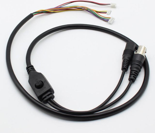 BNC Video OSD Steuerungs-Pigtail-Kabel für Analog CCTV Kamera Modul Board mit DC12V Stromversorgung, Länge: 80 cm - Bild 1