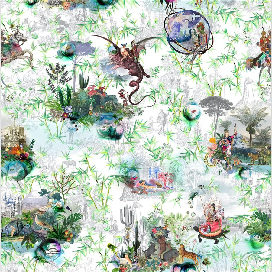 Christian Lacroix Mural Reveries Vert Buis Wandgestaltung mit floralem Design in Grün und Multicolour - Bild 1
