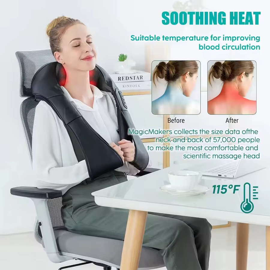 Avehrit Shiatsu-Massagekissen mit Wärmefunktion in Schwarz für Nacken, Schultern, Rücken und Beine - Bild 5