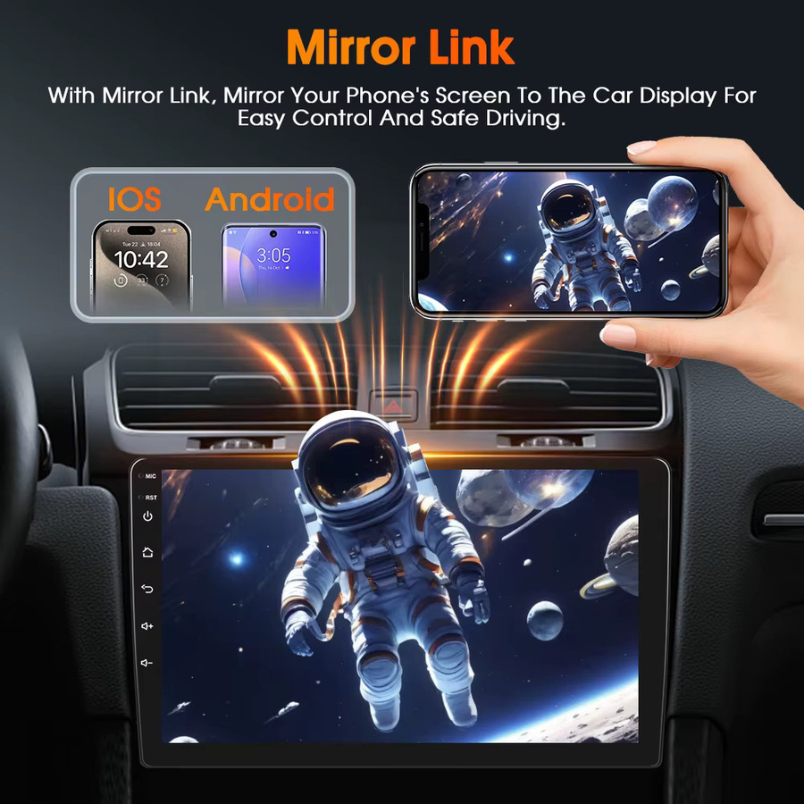 Podofo Auto-Radio für Volkswagen Beetle 2004-2010 mit kabellosem CarPlay, Android Auto, WIFI und GPS in Schwarz - Bild 3
