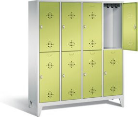 C+P Spind Classic doppelstöckig mit 8 Türen, Korpus Lichtgrau und Front Viridingrün, H: 185 cm, B: 159 cm, T: 50 cm - Bild 1