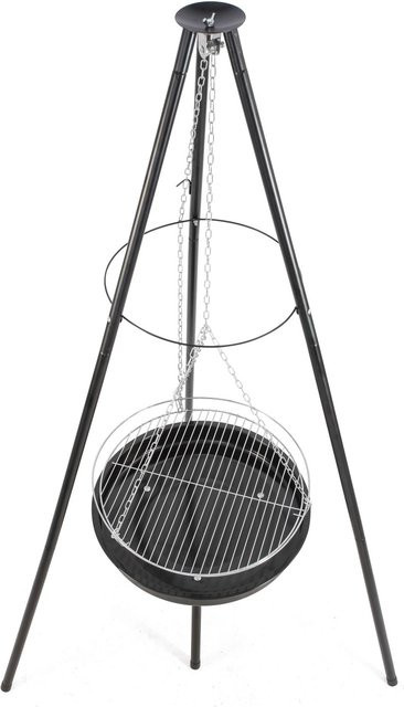 DELUKE Schwenkgrill MOMO Holzkohlegrill aus Eisen in Schwarz-Silber, B/T/H: 152 x 69 x 76 cm - Bild 1