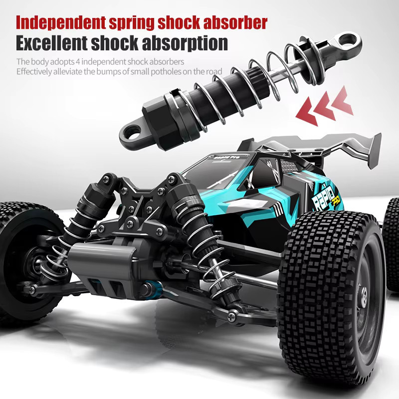 WLtoys 4WD RC Auto, Bürstenloser Truck, 1/16 Monster Offroad-Buggy, Rot - Bild 4