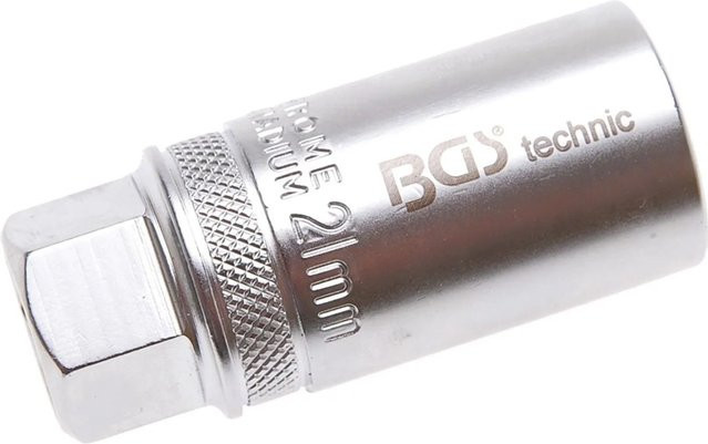 BGS Zündkerzen-Einsatz 2403 mit Haltefeder, SW 21 mm, Innenvierkant 12,5 mm (1/2 Zoll), Farbe: Silber - Bild 2