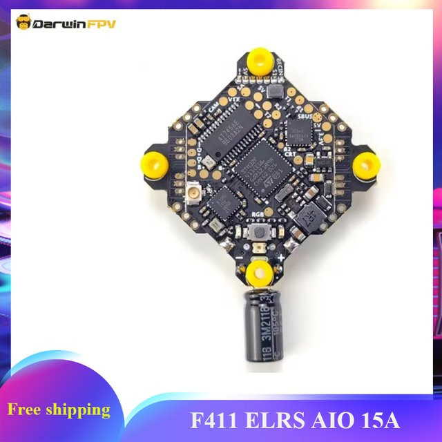 DarwinFPV F411 ELRS AIO Flugcontroller mit Blheli_S Betaflight F4 15A ESC für RC-Drohnen in Schwarz - Bild 1
