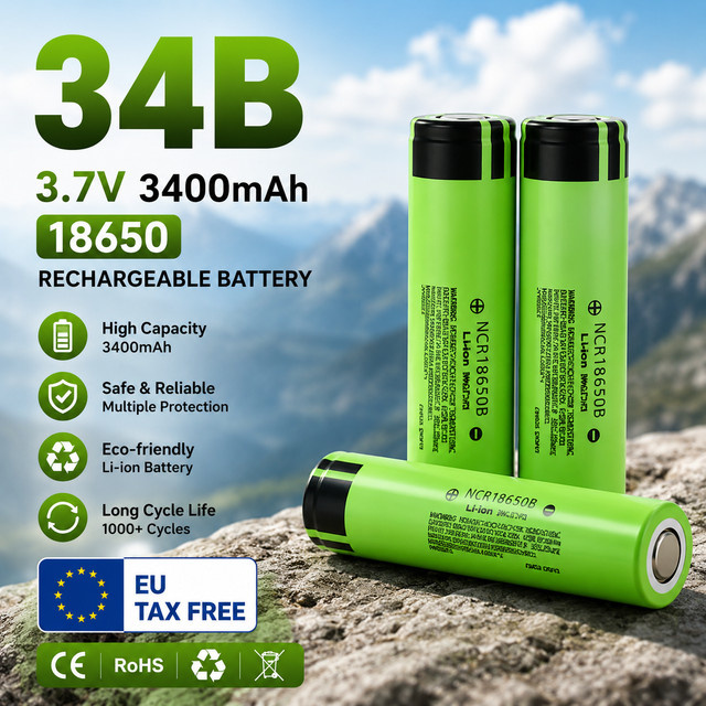 NCR18650B 34B Lithium-Ionen-Batterie 3,7V 3400mAh 20A Entladungszellen in Grün - Bild 1