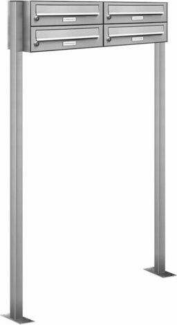 AL Briefkasten für 4 Parteien, freistehendes Briefkasten-System in Silber, B/H/T: 153,51 x 150,0 x 27,5 cm - Bild 1