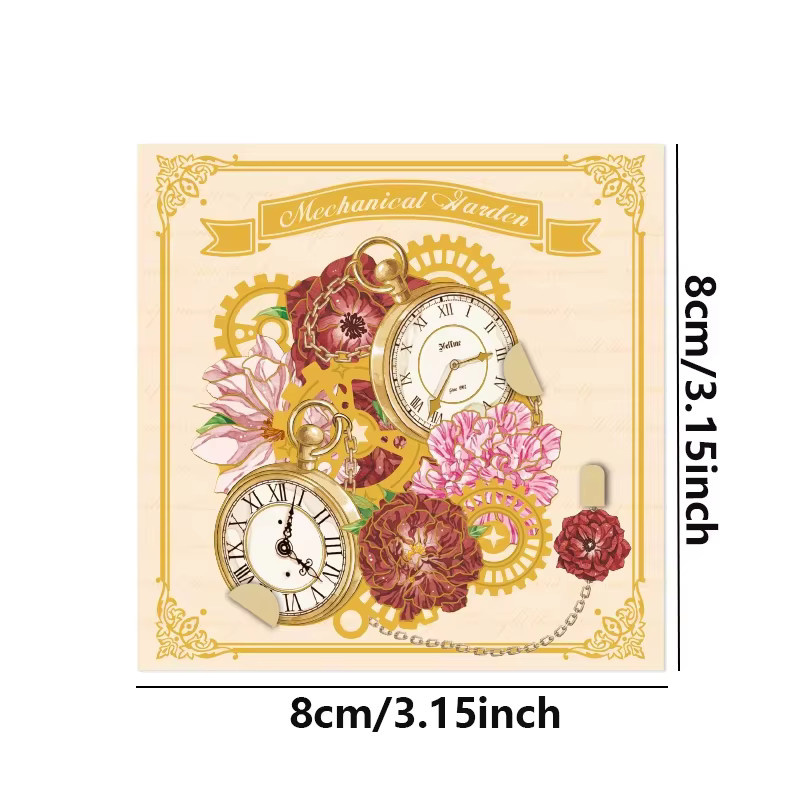 Metall-Lesezeichen Set mit Retro-Uhr und Blumen-Motiv sowie Metallketten-Anhänger für Studenten - Bild 2