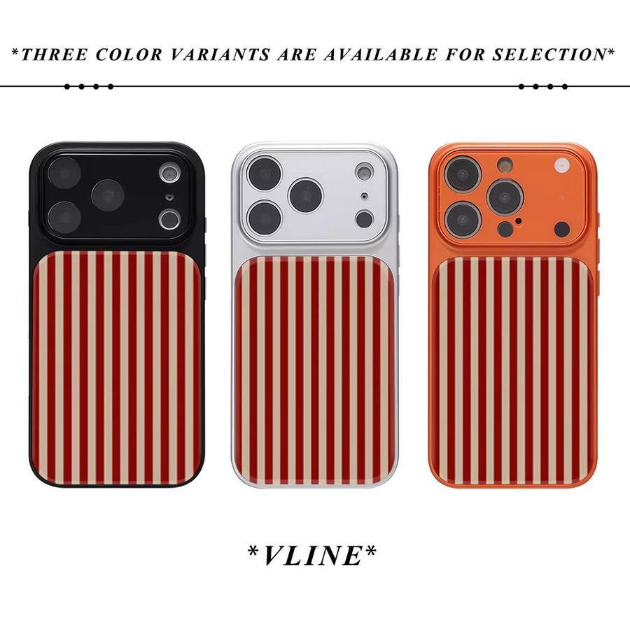 Potdemiel Luxus-Glas-Handyhülle mit vertikalen Streifen in Rot und Beige für iPhone 17 16 15 14 13 Pro Max und 17Air - Bild 2