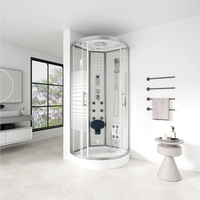 HOME DELUXE Dampfdusche mit Wasserfall und Dampfsauna WHITE PEARL in Weiß, B/T: 100 x 100 cm - Bild 1