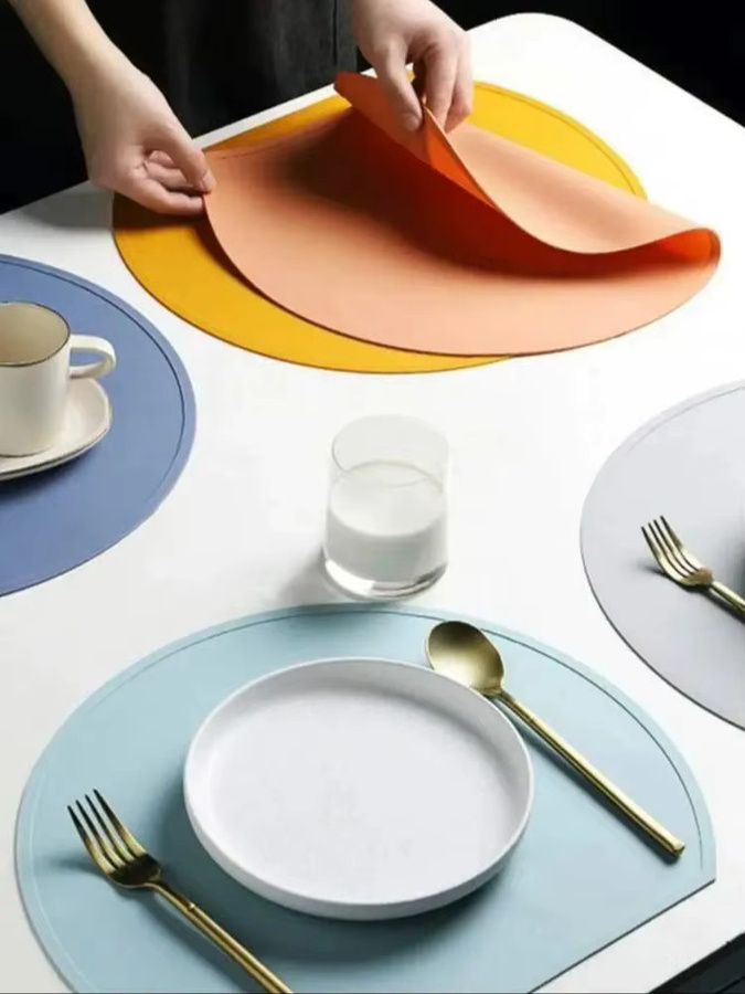Runde Silikon-Tischsets in Gelb von inyahome, rutschfeste und hitzebeständige Geschirrunterlagen für Küche und Esszimmer - Bild 3