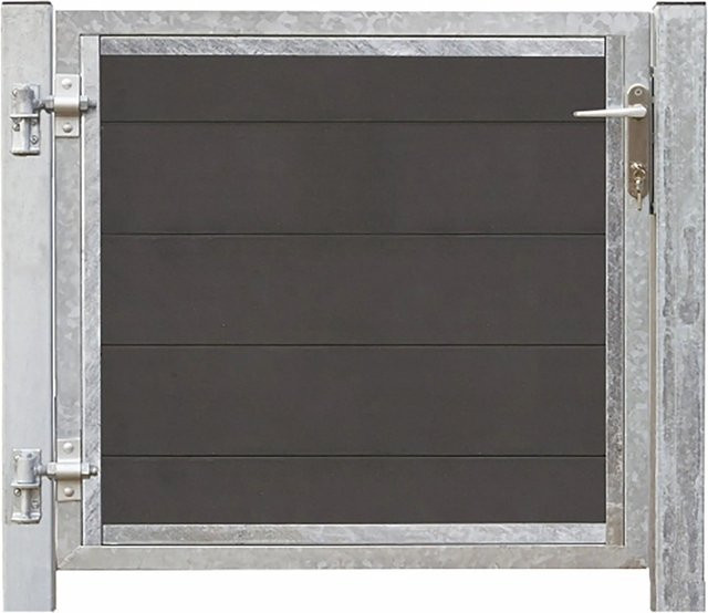 Plus Holz Einzeltor Futura WPC Schiefergrau mit verzinktem Pfosten B: 91 cm, H: 115 cm - Bild 1