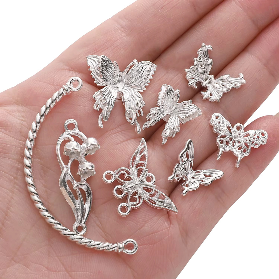 Beadia Charms Anhänger, Perlen, Legierung, Blume, Schmetterling - Bild 2