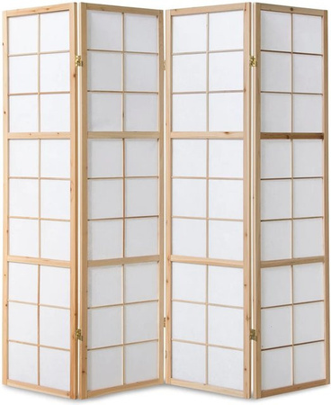 Homestyle4u 4-tlg. Shoji Paravent aus Holz und Reispapier in Braun, Höhe: 176 cm, Breite: 175 cm