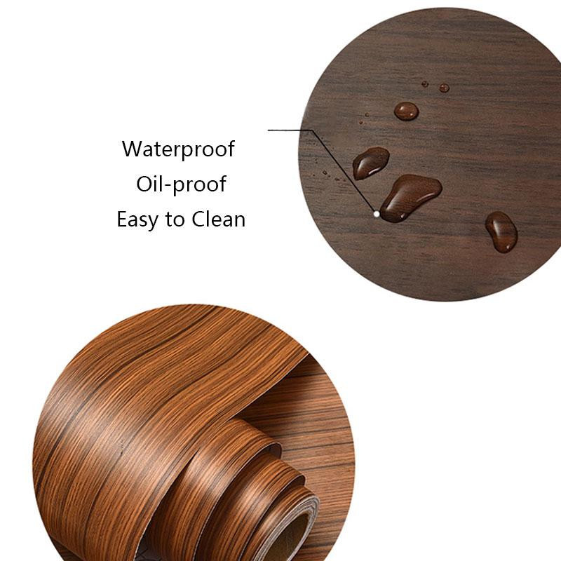 Selbstklebende Holz-Vinyl-Tapete von Home with love in Braun, gestreiftes Design, 10 m wasserdichte Wanddekoration und Möbelaufkleber - Bild 3