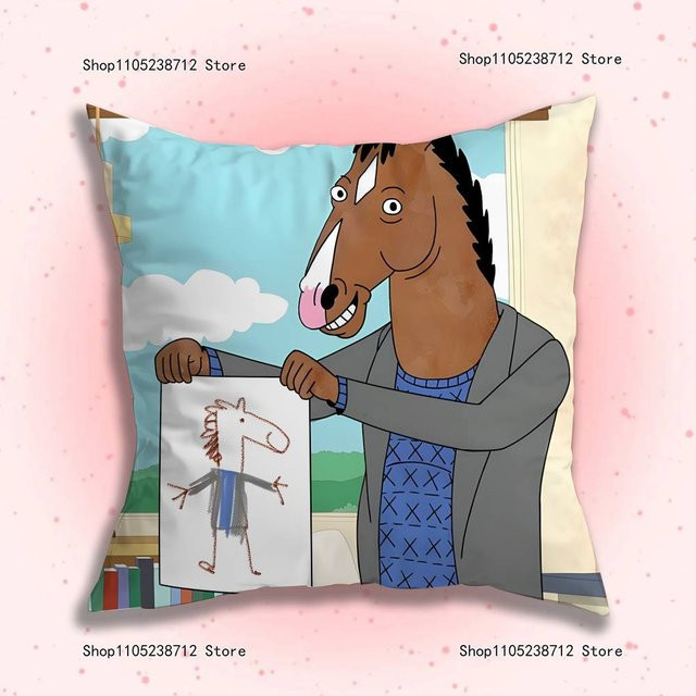 JMG Clothing BoJack H-Horseman Kissenbezug aus Plüsch, Blau, B/T/H: 30 x 30 x 1 cm - Bild 1