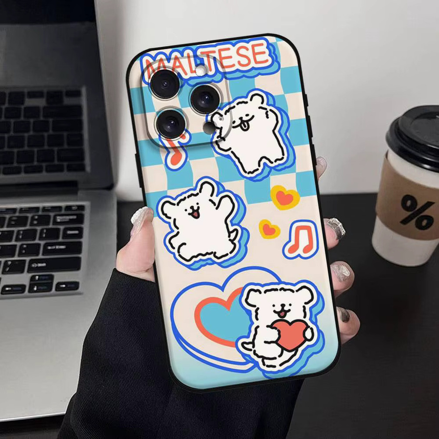 Mesuca Handyhülle mit Cartoon-Malteser Motiv für iPhone 11 bis iPhone 17 Pro Max Plus Mini, TPU-Softcase, Multicolour - Bild 6