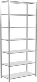 Schulte Grundregal Steckregal MULTIplus150 mit 7 Fachböden und Kreuzstrebe, Farbe: Lichtgrau, B/T/H: 300 x 130 x 60 cm - Bild 1