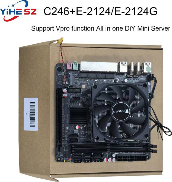 YiHESZ C246 Vpro NAS Motherboard in Schwarz mit 8 SATA, 4 LAN, 2 DDR4 Slots und 3 M.2 Anschlüssen für Mini Server All in One - Bild 1