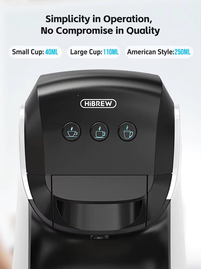 HiBREW 3-in-1 Kapselkaffeemaschine H3B mit Heiß- und Kaltmodus, 20 Bar, kompatibel mit Nespresso und Dolce Gusto, für Kapseln und gemahlenen Kaffee - Bild 3