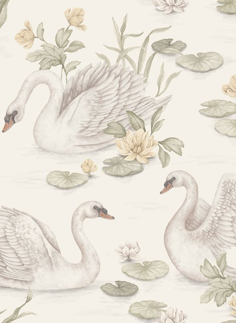Boråstapeter Wallpaper Lily Swan - 6926 Romantische Tapete mit Schwänen aus Vlies - Bild 1