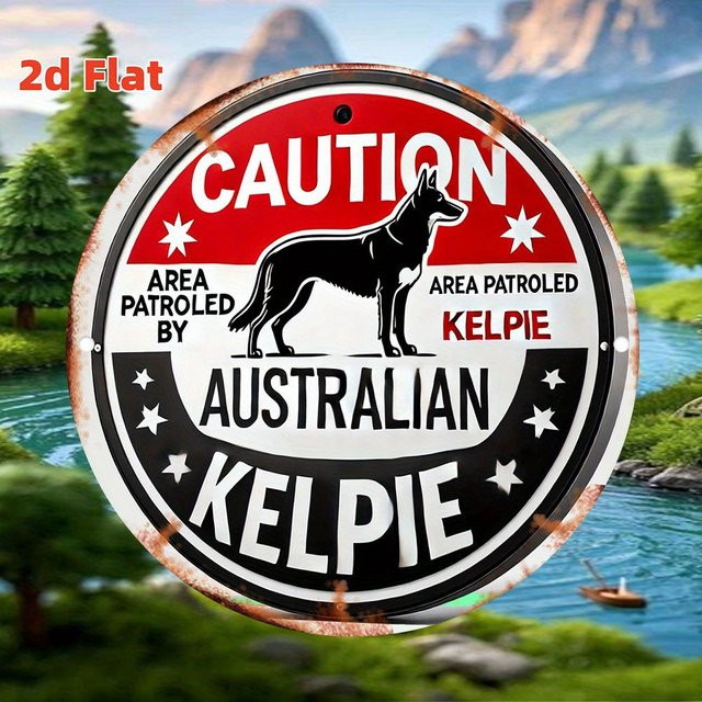 Potdemiel Vintage Australian Kelpie Metallblechschild als rustikale Wanddekoration mit Hundedesign, B/B: 20,3 x 20,3 cm, Mehrfarbig - Bild 1