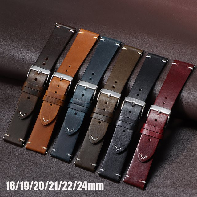 Uhrenarmband Leder, Retro Öl Wachs, Kalbsleder, Unisex - Bild 1