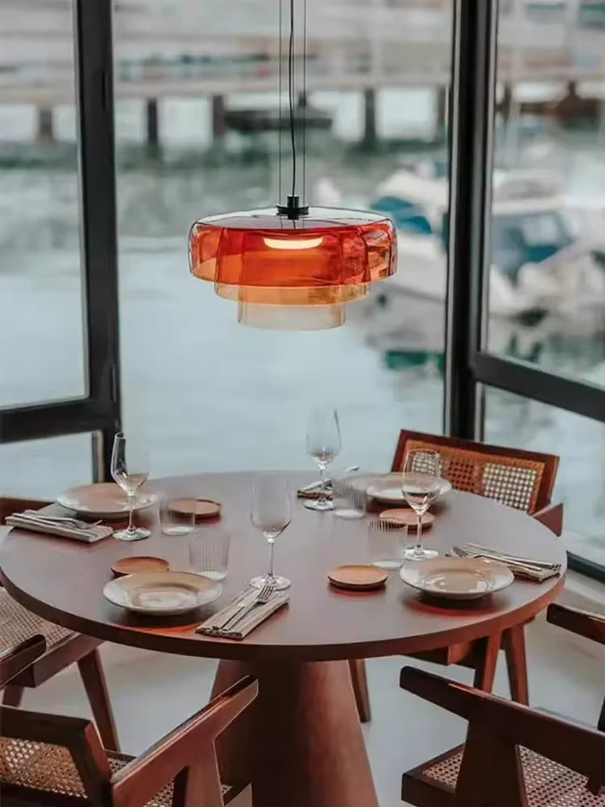 YANKE Nordic LED Glas Anhänger Lichter in Bunt im Industriestil mit E27 Fassung für Wohnzimmer und Esszimmer - Bild 3