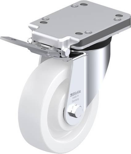 Blickle LK-SPO 160K-IS Lenkrolle mit Feststeller, Rad-Durchmesser: 16 cm, Tragfähigkeit: 600 kg, verzinkt und weiß - Bild 1