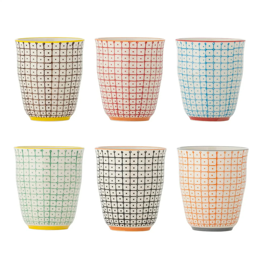Bloomingville Becher aus Keramik Carla in Rot, 6er-Set - Bild 1