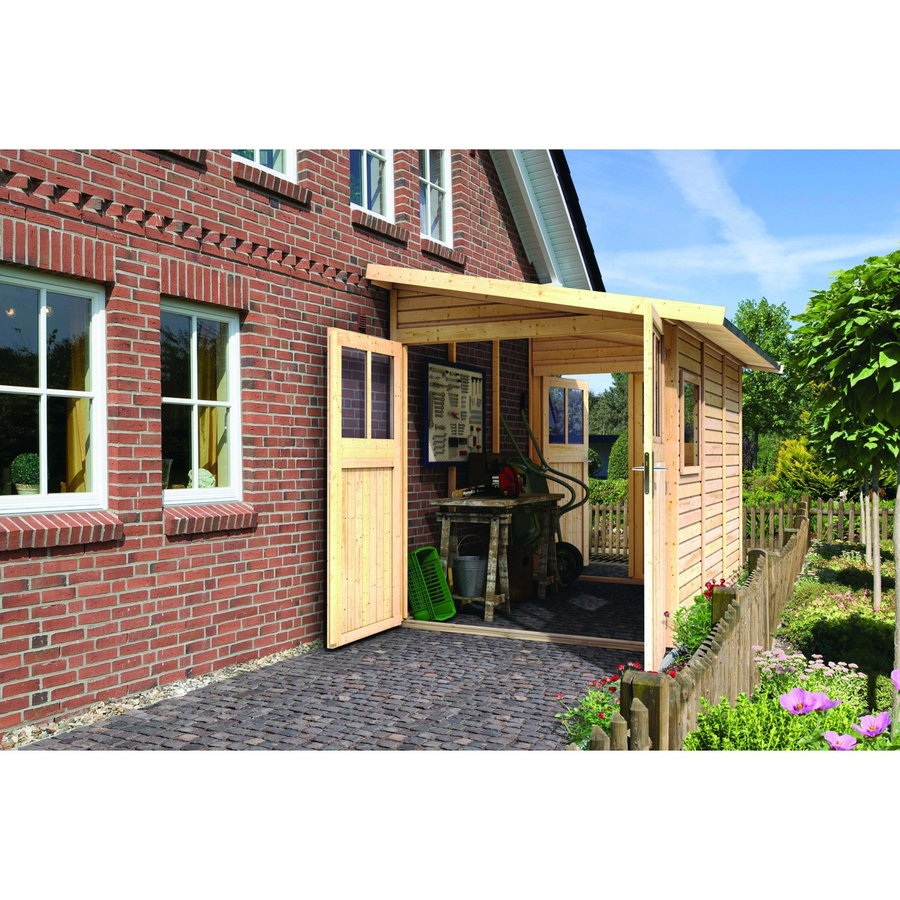 Karibu Holz-Gartenhaus Kristiansund mit Pultdach in Natur, B/T/H: 265 x 230 x 178 cm - Bild 2