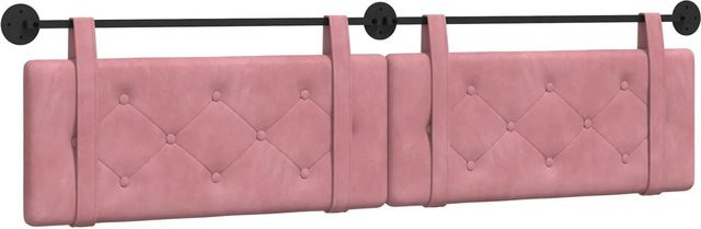 vidaXL Wandmontiertes Polsterpaneel aus Samt in Rosa, B/H/T: 210 x 55 x 5 cm - Bild 1