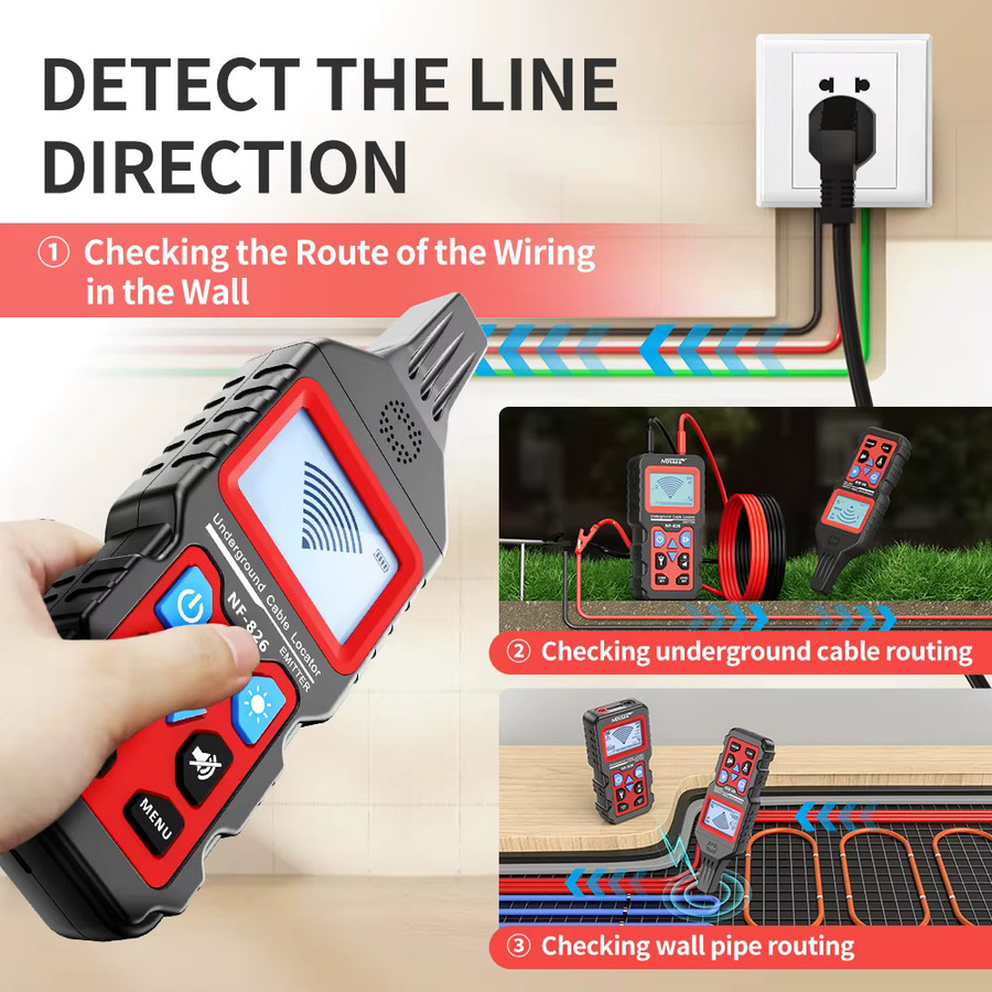 NOYAFA NF-826 Underground Cable Tracker Anti-Interferenz-Kabeltester und unterirdischer Rohrdetektor für Hoch- und Niederspannungskabel - Bild 3