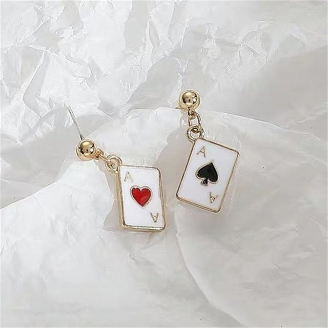 Lucky Star Jewelry Ohrringe, Emaille Spielkarte, Metall, Weiß, Damen - Bild 1