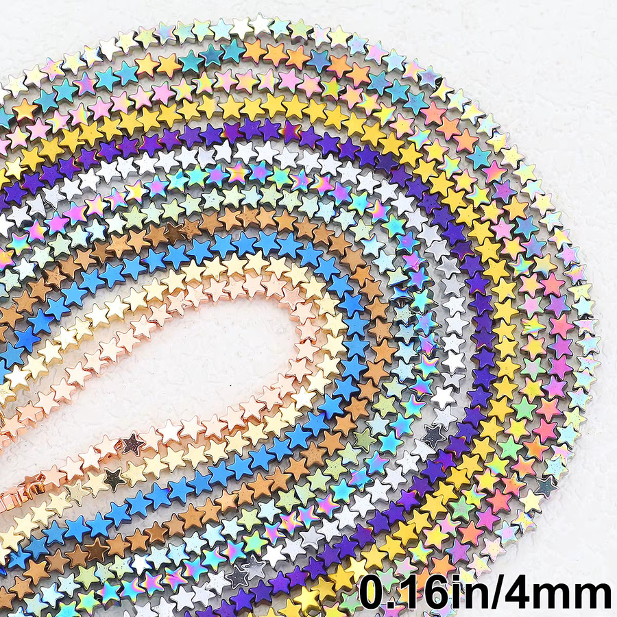 JHNBY Spacer Perlen Hämatit, Bunt, Stern Form, 4 mm, Unisex - Bild 2