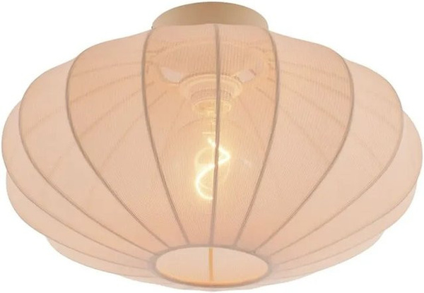 QAZQA Design Deckenleuchte Bida in Beige aus Stoff, runde Deckenlampe für Wohnzimmer, Schlafzimmer und Flur
