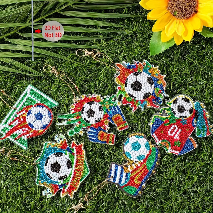 Schlüsselanhänger Set, Fußball Diamant Malerei, Wassertropfen Mosaik - Bild 3