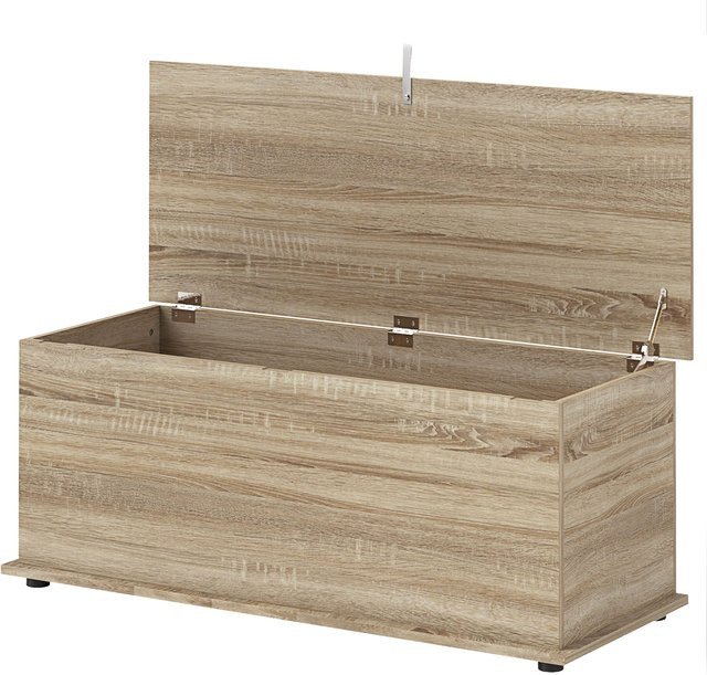Aosom Aufbewahrungsbank mit klappbarem Deckel und Sicherheitsscharnieren, Schuhsitzbank für Flur, Schlafzimmer oder Wohnzimmer, Farbe: Braun, B/T/H: 100 x 40 x 40 cm - Bild 1