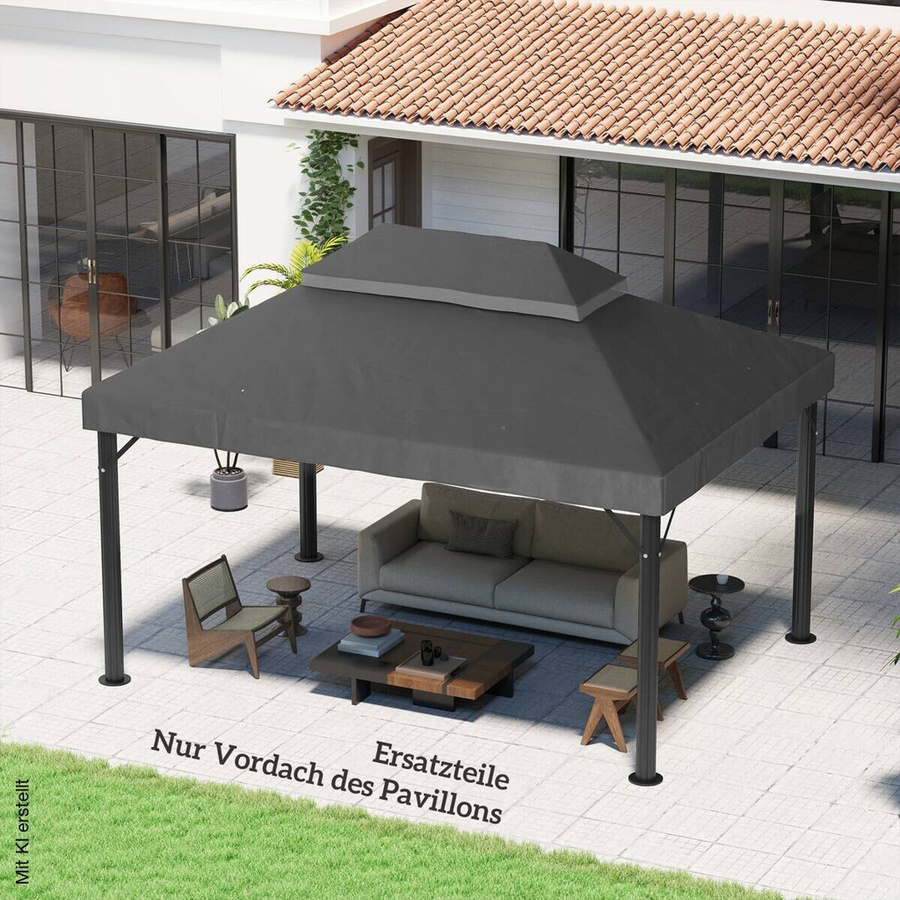 Outsunny Ersatzdach für Pavillon aus Polyester, wasserdicht und UPF 50+, Dunkelgrau, B/T: 300 x 400 cm - Bild 4