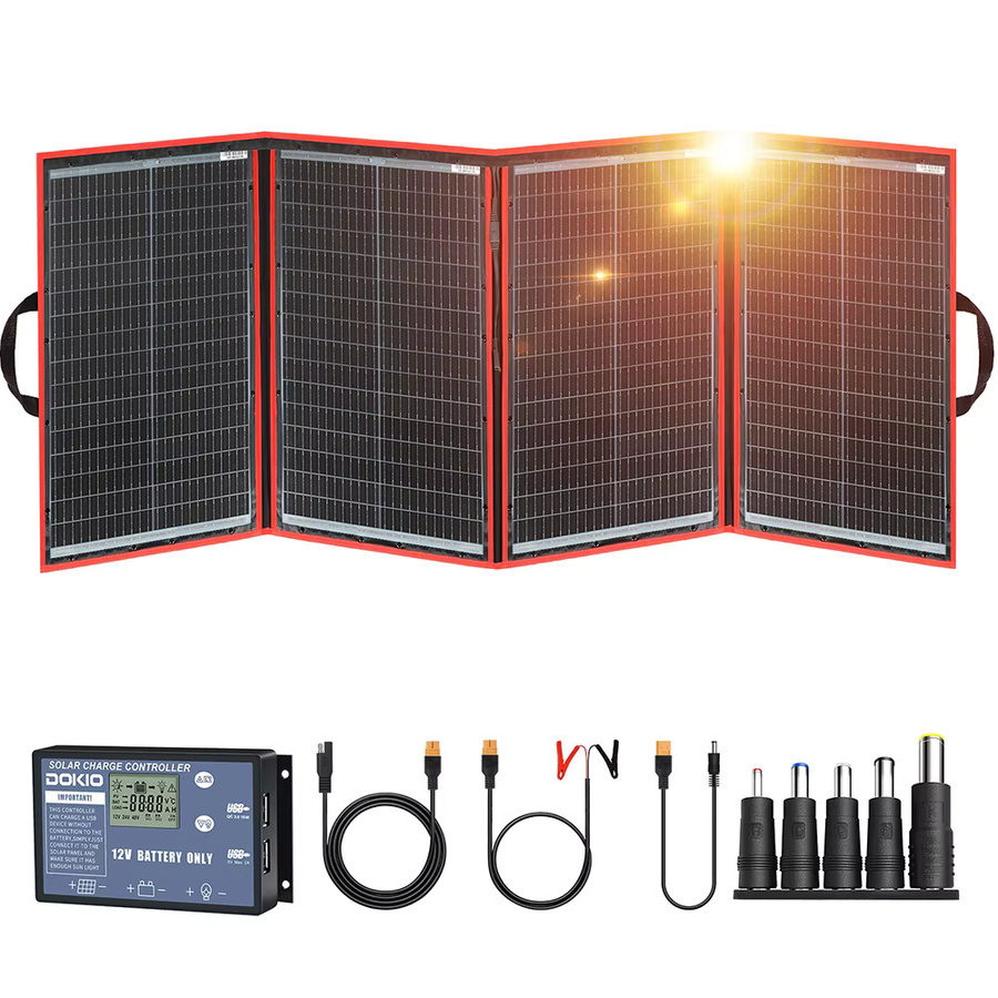 Dokio-Anaka Tragbares faltbares Solarpanel mit 12V-Controller in Schwarz - Bild 6