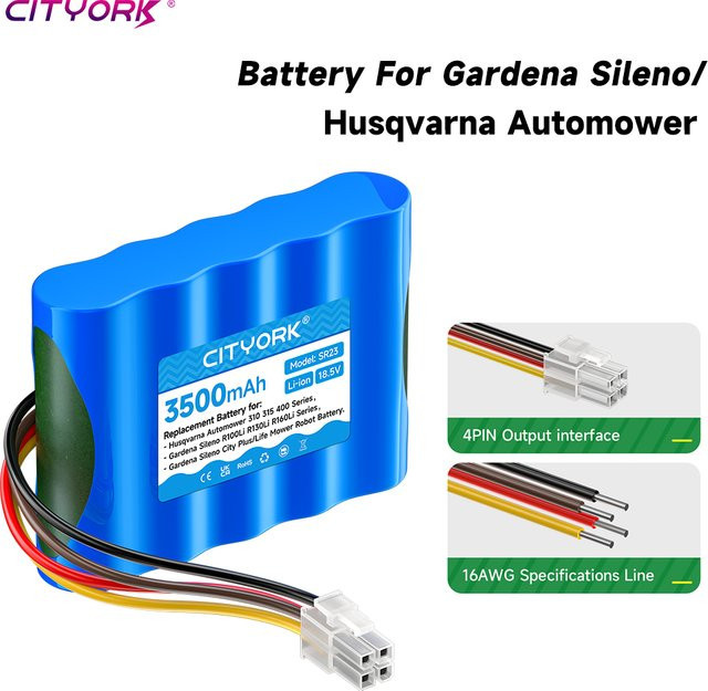 CITYORK Akku 18,5V 3500mAh für Gardena Sileno R100Li R130Li R160Li Serie sowie Automower 315 Modell 2015 und Automower 315X Modell 2018 in Blau - Bild 1