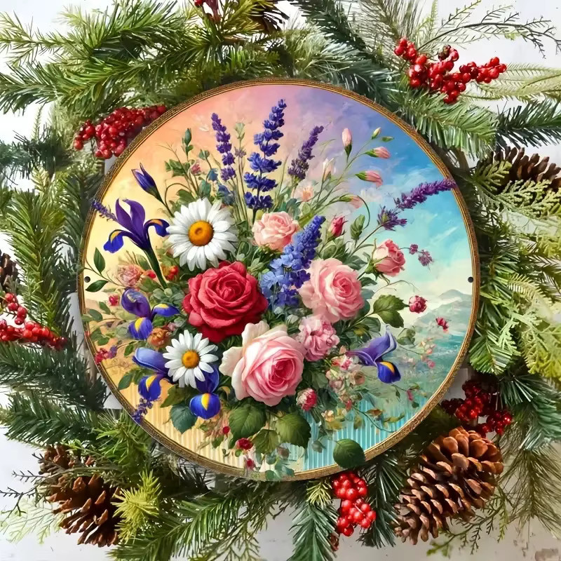 Potdemiel Vintage Wandkunst aus Metall mit floralem Design in Pink und Multicolour, Durchmesser: 20,3 cm - Bild 4