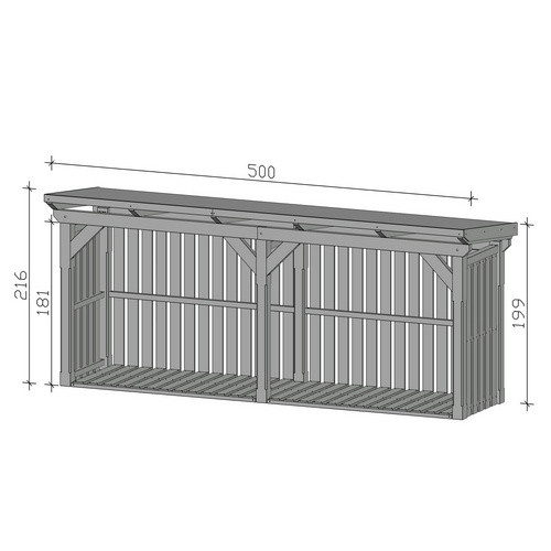 SKANHOLZ Kaminholzunterstand Holm aus Douglasie und Fichte in Anthrazit, B/T/H: 500 x 144 x 216 cm - Bild 2