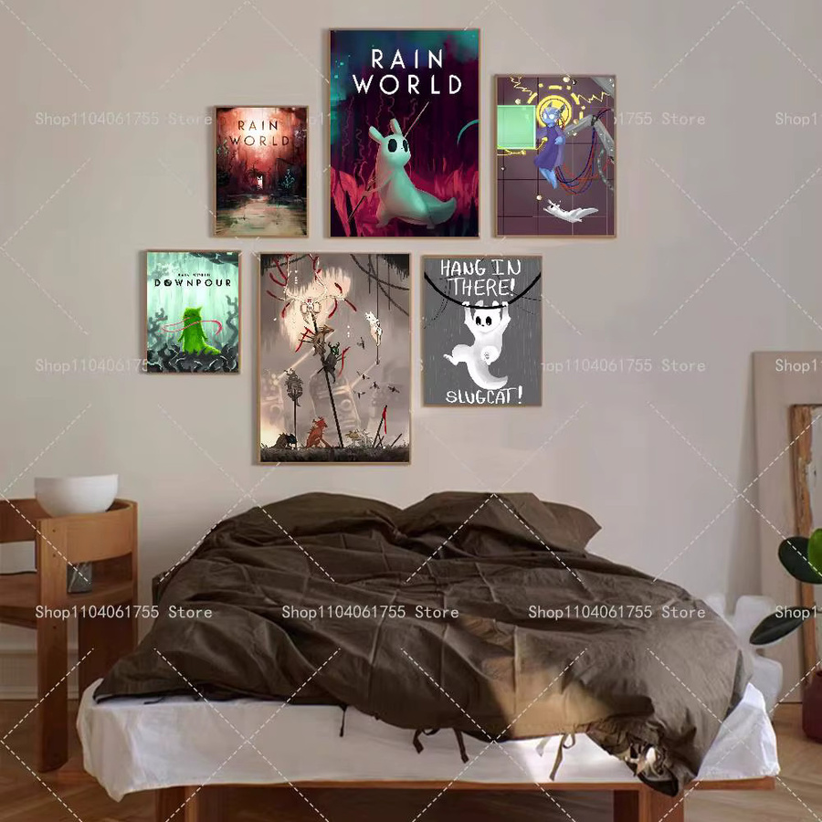 R-Rain World Videospiel-Poster, selbstklebender Kunst-Aufkleber aus wasserfestem Papier, Wanddekoration in Mehrfarbig, Rechteckig - Bild 2