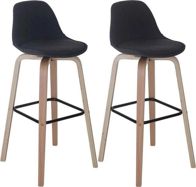 PROREGAL 2er-Set Barhocker mit Lehne in Dunkelgrau, Textil, Sitzhöhe: 76 cm - Bild 1