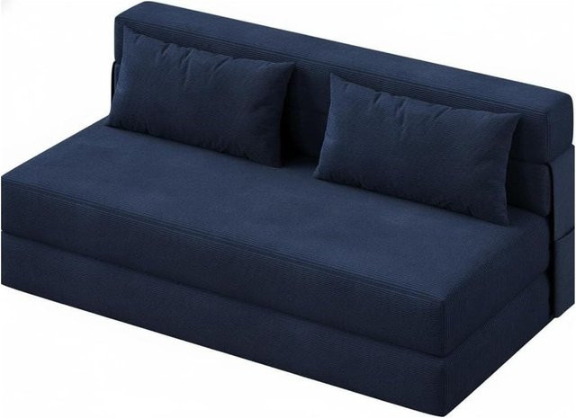 Garvee 2-in-1 Samt-Schlafsofa als 2-Sitzer mit 2 Kissen, ausziehbares Bodensofa mit abnehmbarem Waschbezug, Blau, B/T/H: 200 x 150 x 15 cm - Bild 1