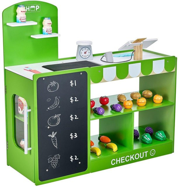 Buying Solutions, MB Kinder-Supermarkt-Spielset Holz-Marktstand mit Kasse - Bild 1
