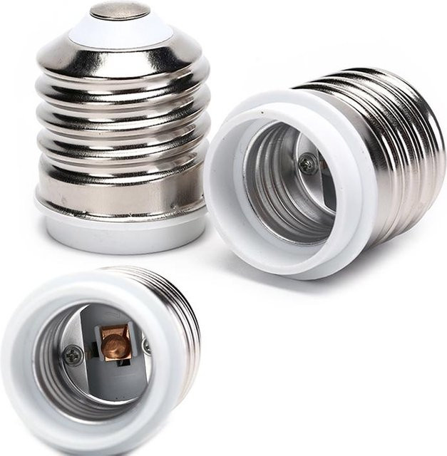Outdoor Tools Lampenadapter E40 auf E27 Fassung Konverterhalter aus Metall in Silber - Bild 1