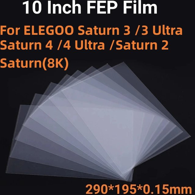 ELEGOO FEP-Release-Filme für UV-Harz 3D-Drucker, 5 Stück, transparent, B: 29 cm, T: 19,5 cm, H: 0,15 cm, passend für Saturn 3 Series, Saturn 4 Series und Saturn 2 Series - Bild 1